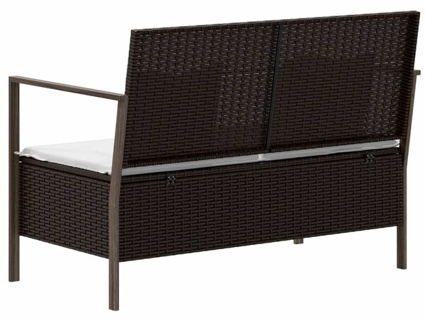 2 személyes barna polyrattan kerti kanapé párnával