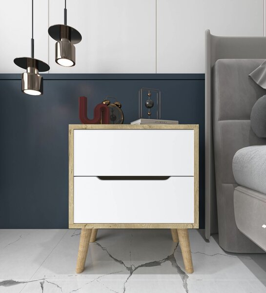 Hanah Home Éjjeliszekrény Sapphire Oak White Flora - Sapphire Oak, White