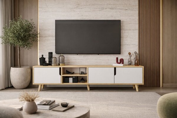 Hanah Home TV Stand Sapphire Oak White Latina 180 - Sapphire Oak, White