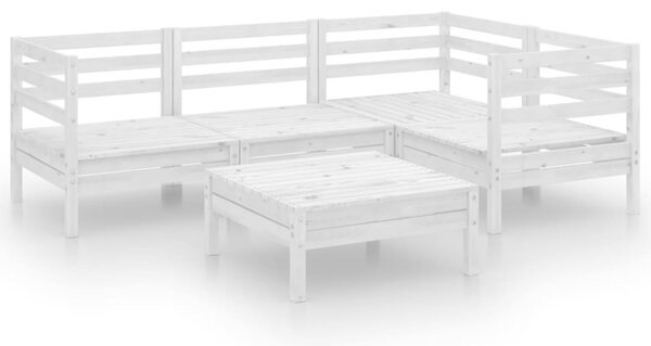 5 részes fehér tömör fenyőfa kerti ülőgarnitúra