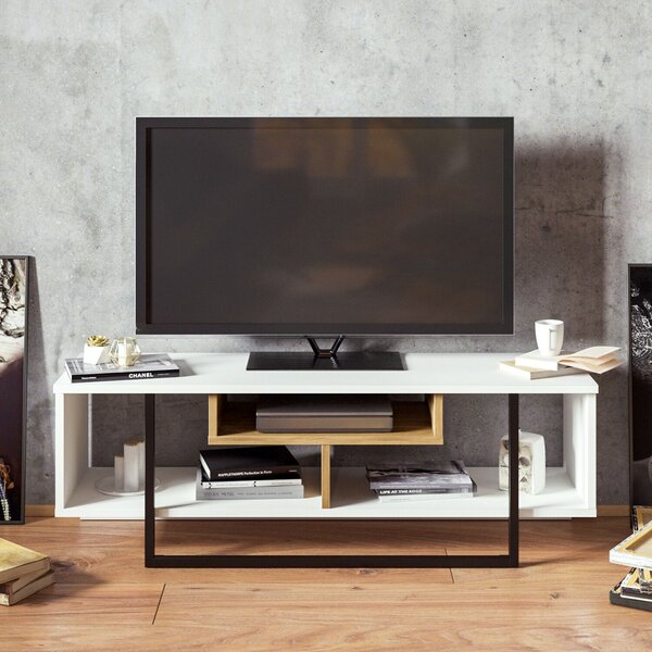 Hanah Home TV-állvány Fehér Fekete Tölgy Asal (120) - Fehér, Ud, Fekete