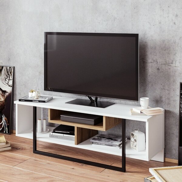 Hanah Home TV-állvány Fehér Fekete Tölgy Asal (120) - Fehér, Ud, Fekete