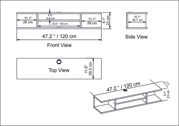 Hanah Home TV Stand Black Pivot - Black