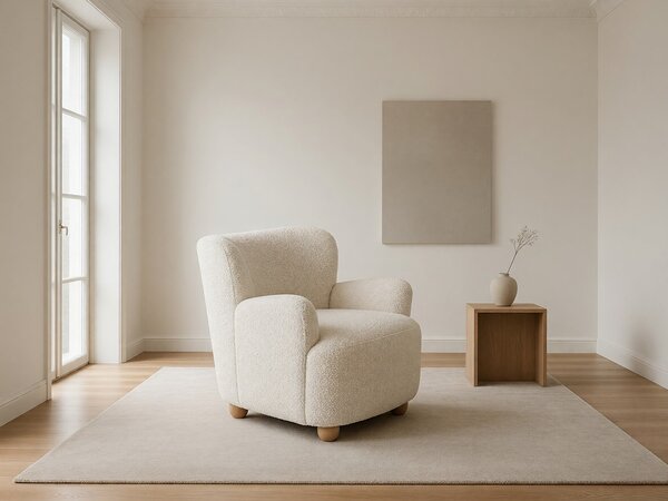 Fotel Houston 2097, Kárpit, 82x80x80cm, Krém, Világos fa