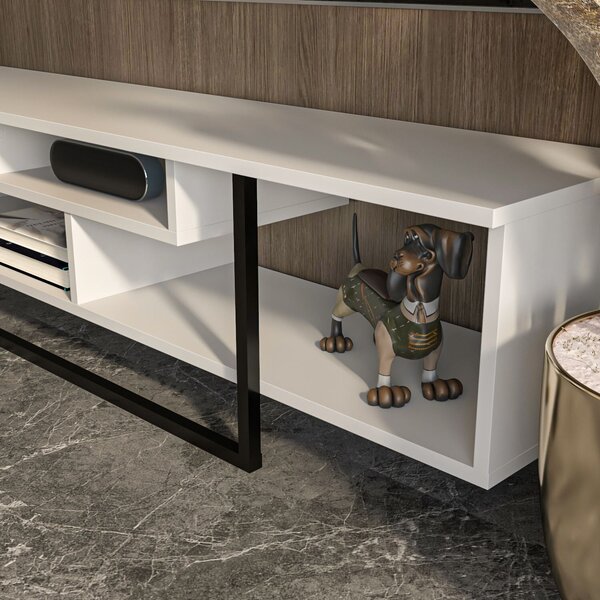 Hanah Home TV Stand White Black Asal (150) - White, Black
