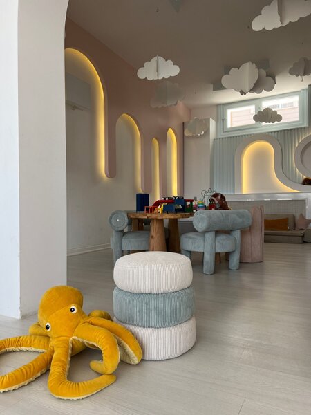 Atelier Del Sofa Miniboum puff, kék-fehér - kék