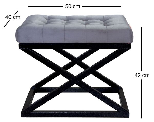 Atelier Del Sofa Puff Fekete Szürke Capraz - Fekete, Szürke v2