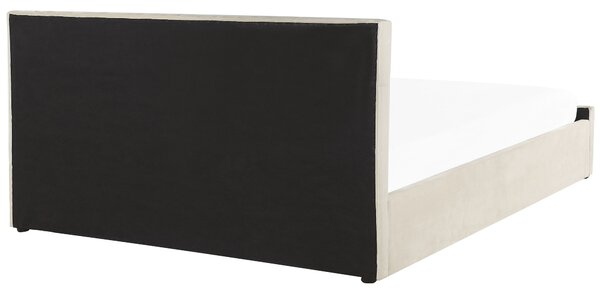 Ágyneműtartós ágy AMIENS Bársony Világosbézs 180 x 200 cm
