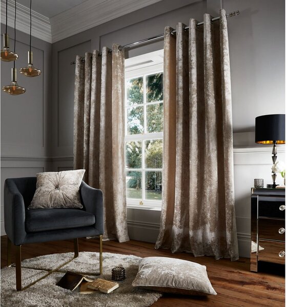 Bézs függöny szett 2 db-os 168x229 cm Crushed Velvet – Catherine Lansfield
