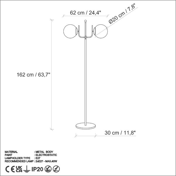 Opviq Állólámpa Fekete Szarvasagancs Design 13765