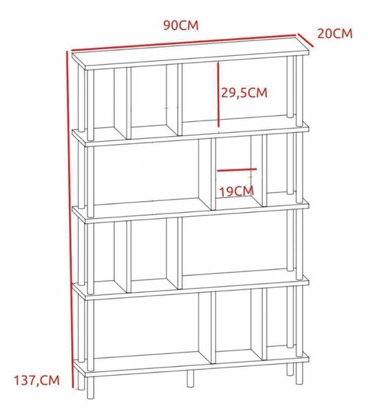 Hanah Home Könyvespolc Sapphire Oak Peka-0045 - Zafír Tölgy