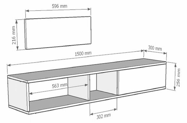 Hanah Home TV állvány Sapphire Oak White Zuzu 150 - Zafír tölgy, Fehér