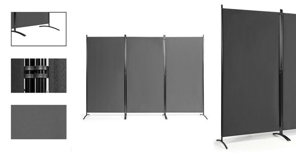 Mobil térelválasztó 260x180cm, szürke
