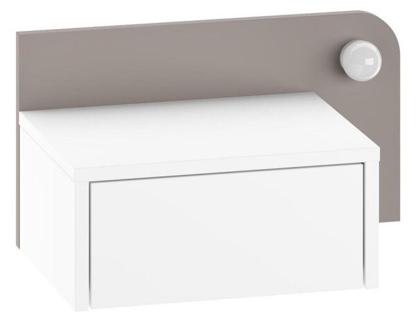 Hanah Home Éjjeliszekrény Fehér Világos Mokkabarna Dotta - Fehér, Világos Mokkabarna