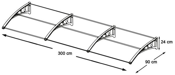 Műanyag előtető több méretben és színben-300x90 cm-fehér