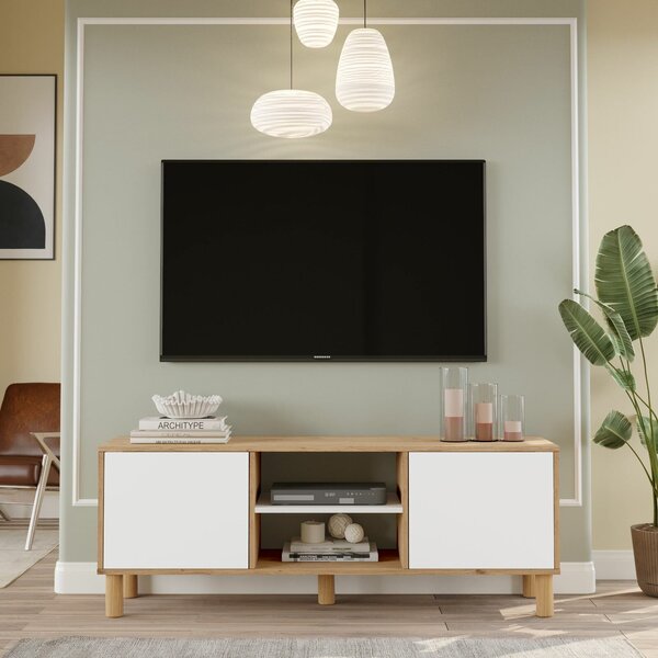 Hanah Home TV állvány Tölgy/Fehér ALS1-SW