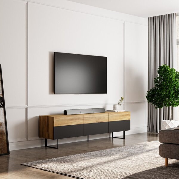 Hanah Home TV állvány Black Oak Sign - fekete, tölgy
