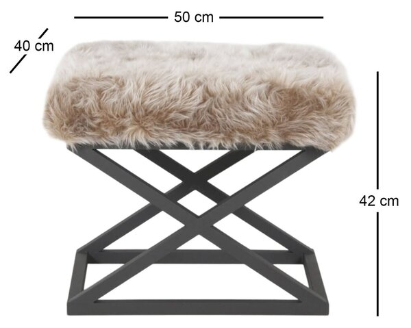 Atelier Del Sofa Puff Fekete Szürke Capraz Plüss - Fekete, Szürke v2