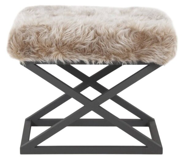 Atelier Del Sofa Puff Fekete Szürke Capraz Plüss - Fekete, Szürke v2