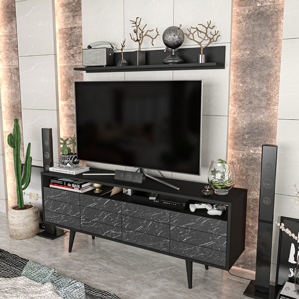 Hanah Home Ola TV szekrény, fekete