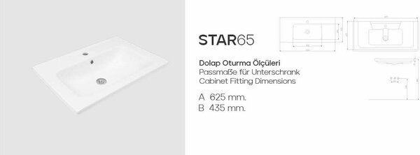 Hanah Home White Star 65 mosdókagyló