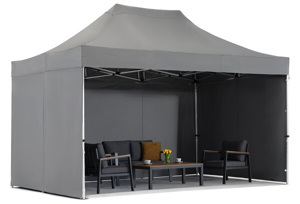 Antracit Manta 3 x 4,4m-es expressz kerti sátor Garden Point függönyökkel
