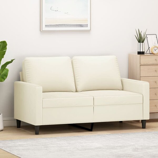 Kétszemélyes krémszínű bársony kanapé 120 cm