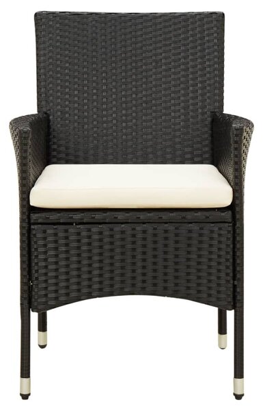 9 részes fekete polyrattan kültéri étkezőszett párnákkal