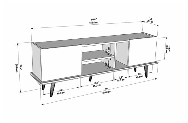 Hanah Home TV-állvány fehér bézs Ekvador - Fehér, bézs