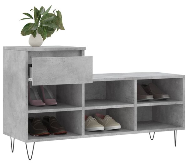 Betonszürke szerelt fa cipőszekrény 102x36x60 cm