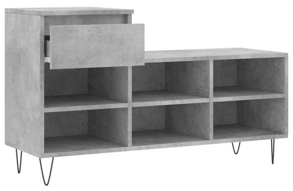 Betonszürke szerelt fa cipőszekrény 102x36x60 cm