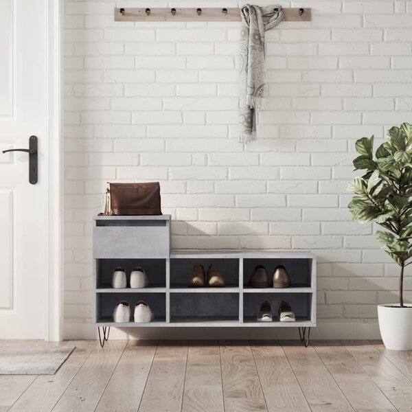 Betonszürke szerelt fa cipőszekrény 102x36x60 cm