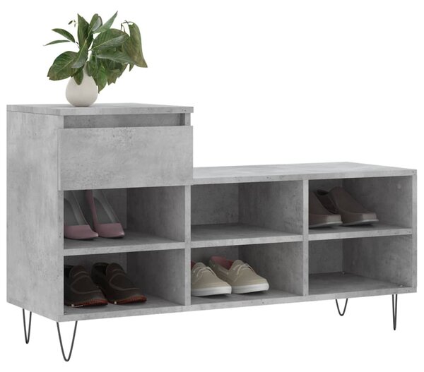 Betonszürke szerelt fa cipőszekrény 102x36x60 cm
