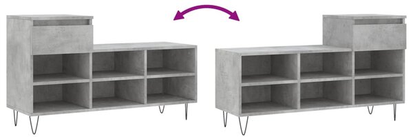 Betonszürke szerelt fa cipőszekrény 102x36x60 cm