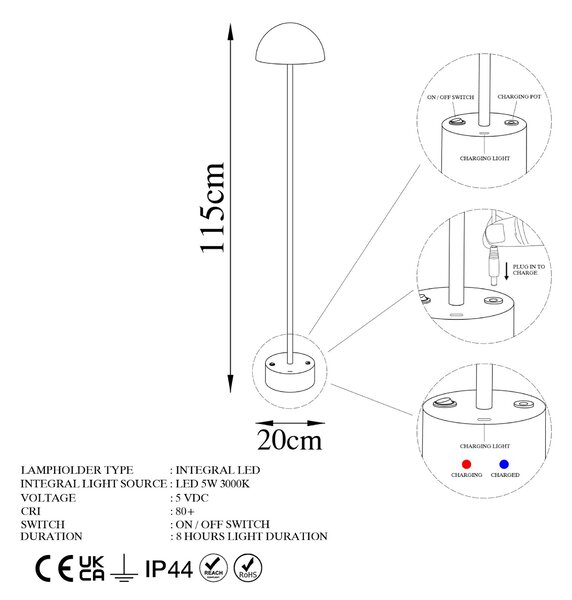 Opviq Floor Lamp White Sept - 13378