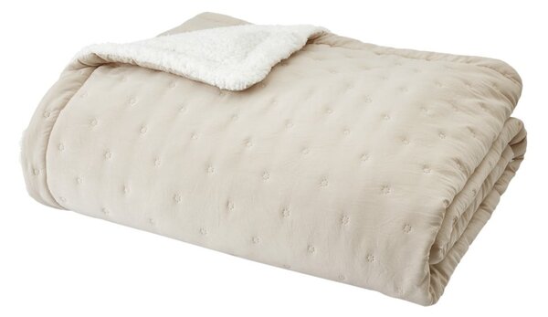 Krémszínű sherpa steppelt ágytakaró 220x230 cm Cosy Nori – Catherine Lansfield