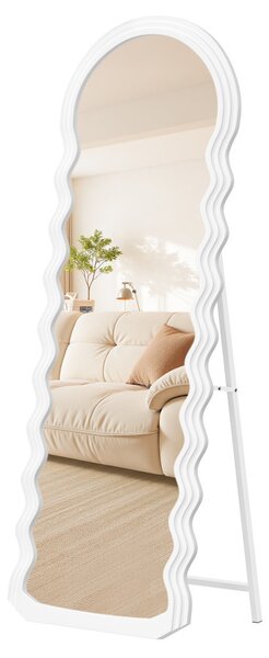 SONGMICS LFM027W01 teljes alakos álló tükör hullámvonalas MDF kerettel felhőfehér 160 x 50 cm