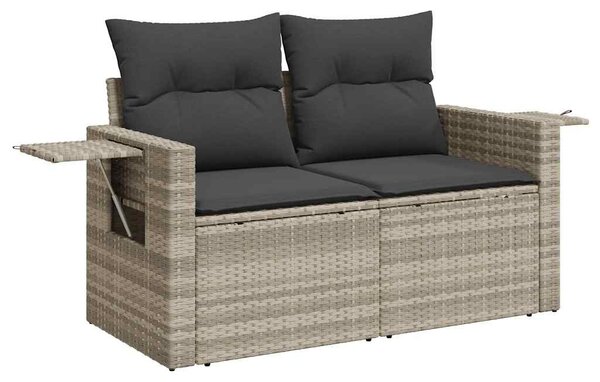 6 részes világosszürke polyrattan kerti ülőgarnitúra párnákkal
