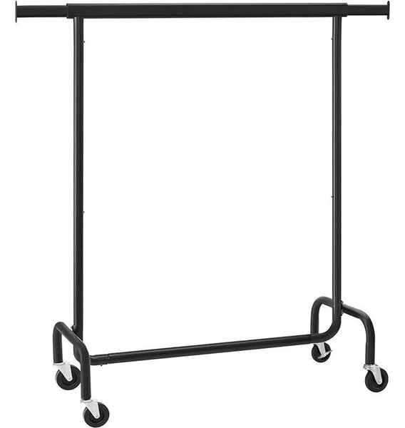 Gurulós ruhatartó állvány, max. 130 kg terhelhetőség, 45 x (110-150) x 162,9 cm, matt fekete