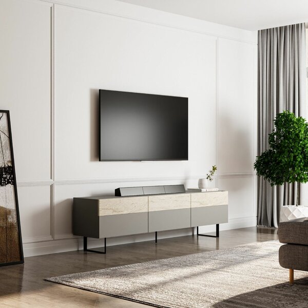 Hanah Home TV állvány szürke travertin - szürke, travertin