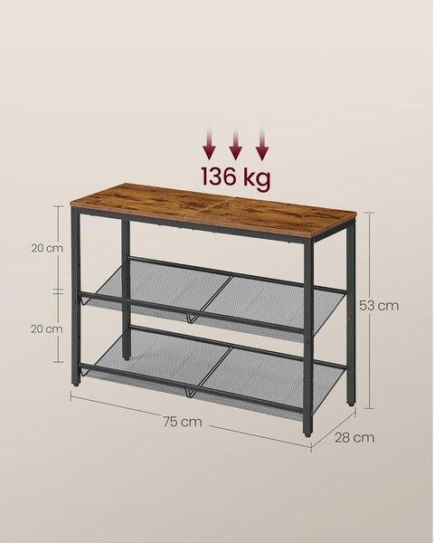 VASAGLE cipőtartó állvány 8x75x53cm, barna–tintafekete