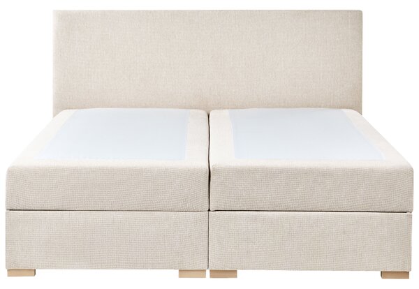 Boxspring ágy tárolóval MAJOR 180 x 200 cm Világosbézs