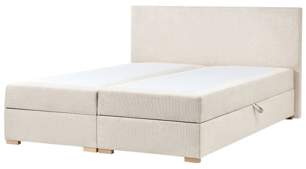 Boxspring ágy tárolóval MAJOR 180 x 200 cm Világosbézs