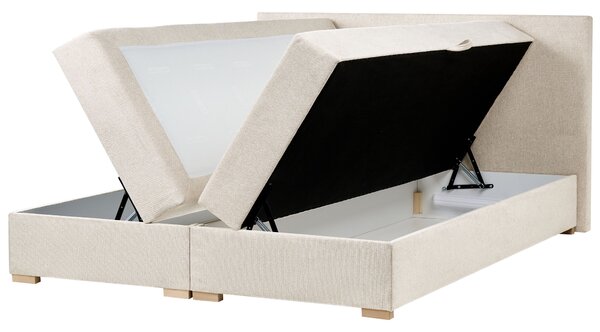 Boxspring ágy tárolóval MAJOR 180 x 200 cm Világosbézs