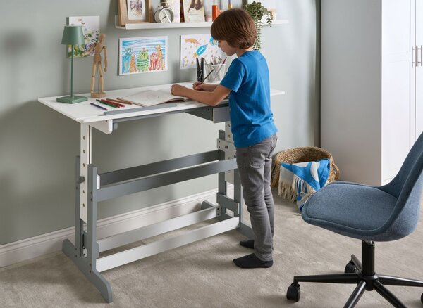 Manuálisan állítható asztal NANNUP Fehér 110 cm 53 cm