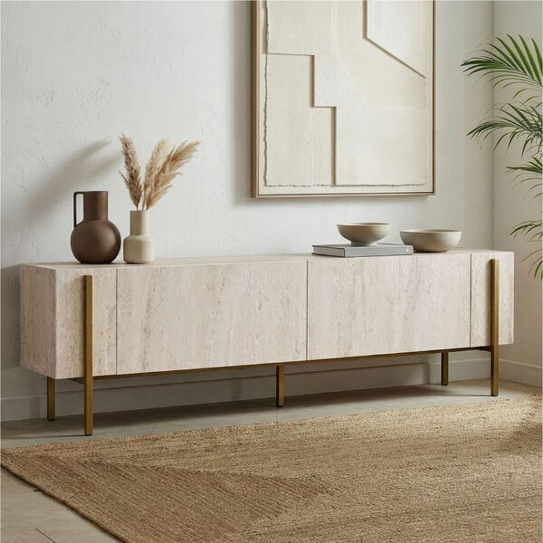 Hanah Home TV Stand Travertine Gold Nexus - Travertine, Gold