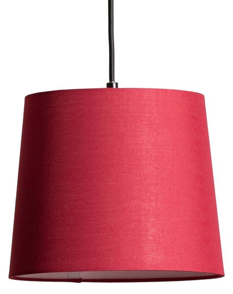 Lindby Amilia lógó lámpa, szövet, 3 izzós, piros/szürke/fekete, dimmelhető, Világos fa, Nappali / Étkező, Textil / szövet / selyem, Fiatalos életstílus