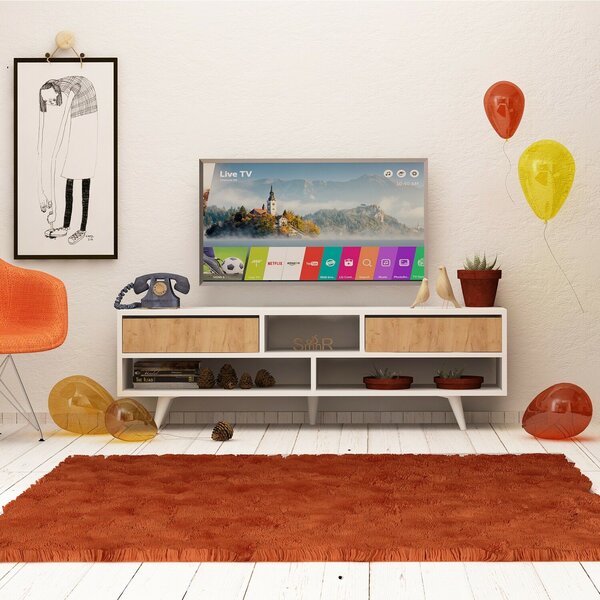 Hanah Home TV Stand Oak White Angola