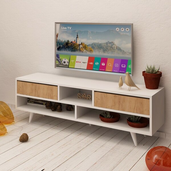 Hanah Home TV Stand Oak White Angola
