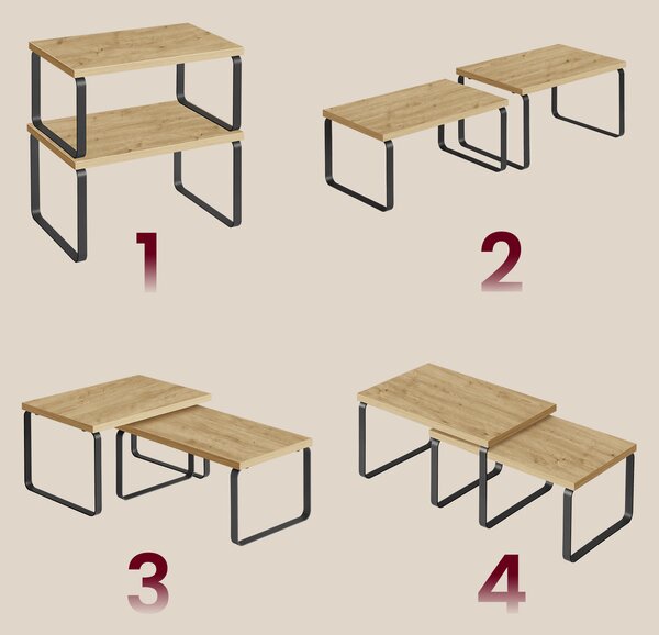 Szett 2 konyhai polc MARZO, artisan tölgy/fekete